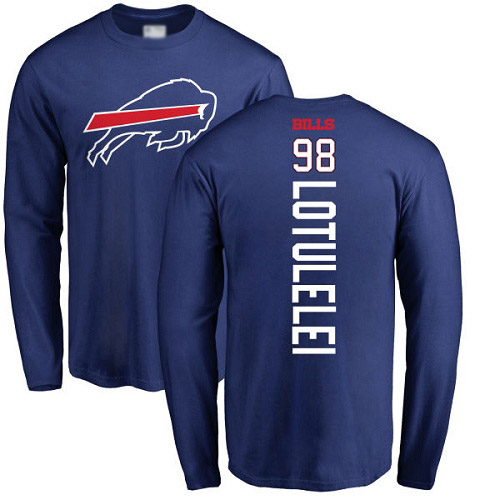 Men NFL Buffalo Bills #98 Star Lotulelei Royal Blue Backer Long Sleeve T Shirt->buffalo bills->NFL Jersey